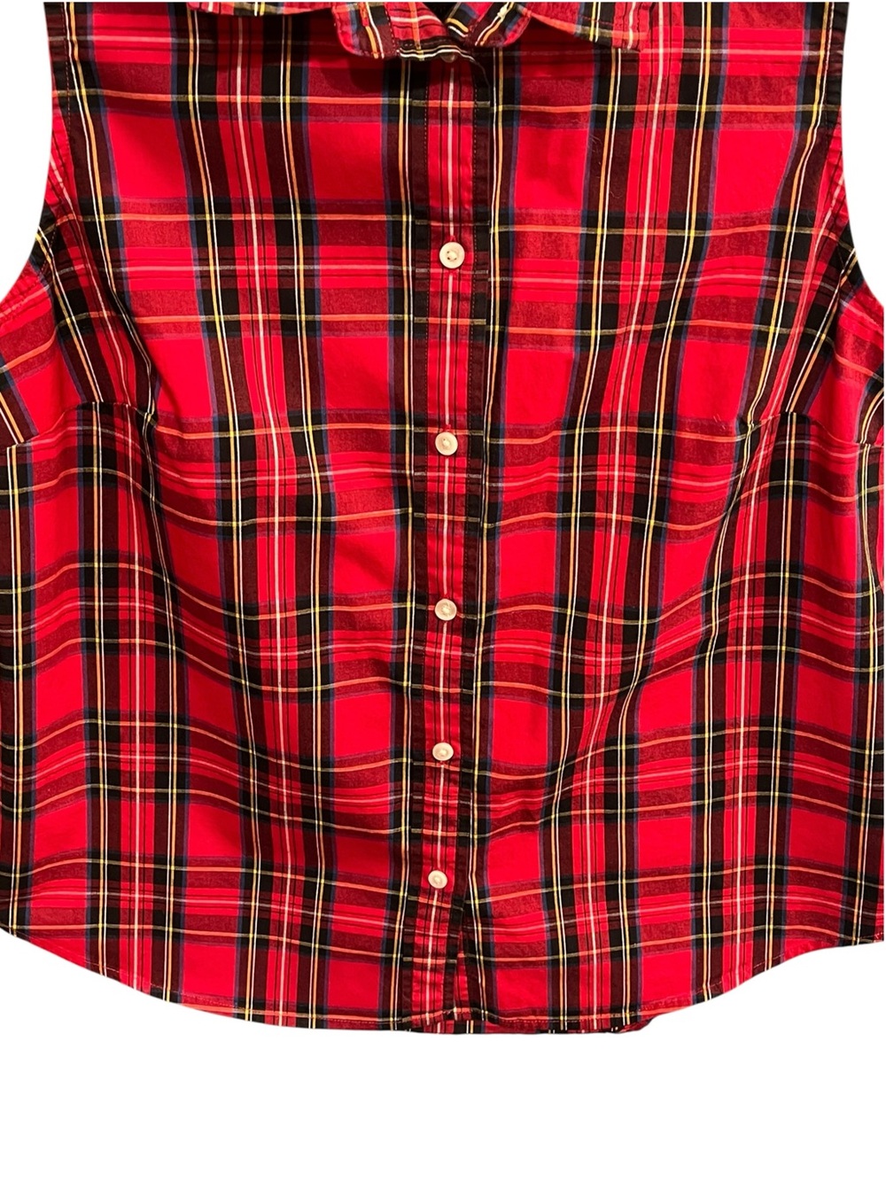 J.Crew Tartan Red Plaid Sleeveless Top - Medium - Picture 2 of 7